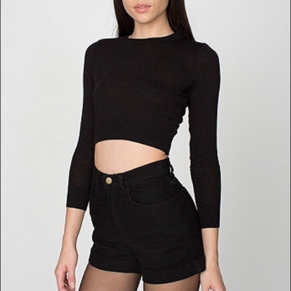 AMERICAN APPAREL High Waisted Denim Short Black 26